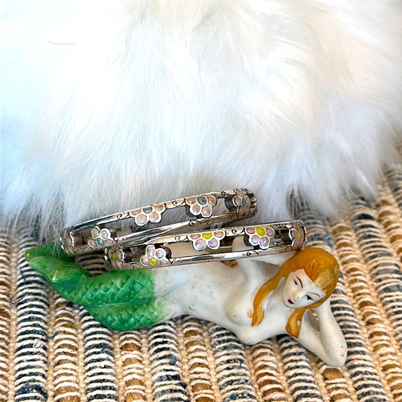 Brighton FLOWER POWER Pink blue lime Retro design Necklace 2 Bracelets Earrings - Picture 7 of 16